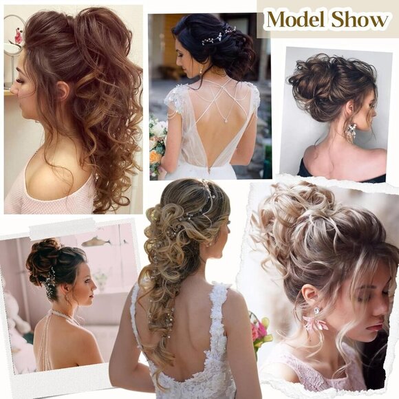 Messy Bun Hair Piece Fluffy Curly Wavy DIY Wrap Around Ponytail Updo for Women
